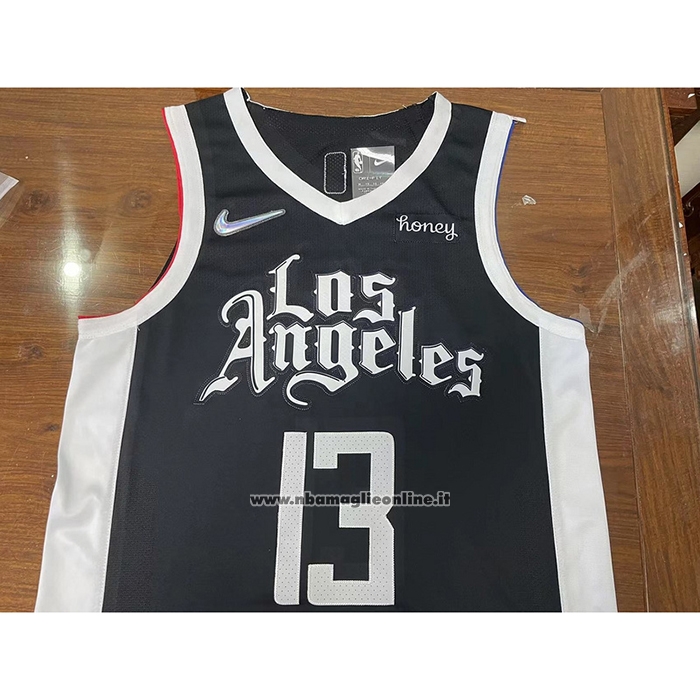 Maglia Los Angeles Clippers Paul George #13 Citta 2020-21 Autentico Nero